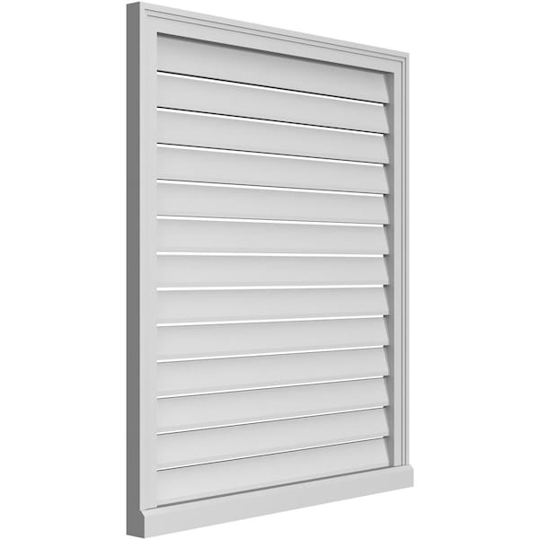 Vertical Surface Mount PVC Gable Vent: Functional, W/ 2W X 2P Brickmould Sill Frame, 34W X 40H